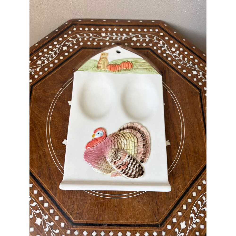 Vintage Otagiri Doubled Spoon Rest Turkey Pumpkins